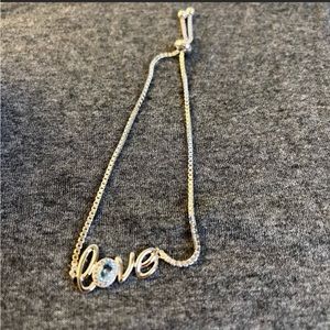 EUC, Sevilla Silver Bracelet, Aquamarine Stone, Adjustable